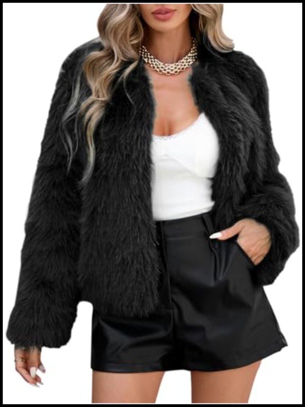 Faux Fur Cropped Jacket Shaggy Warm Winter Coat